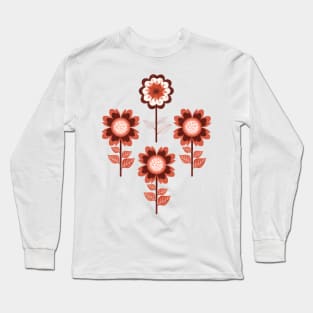 Retro Flowers V Long Sleeve T-Shirt